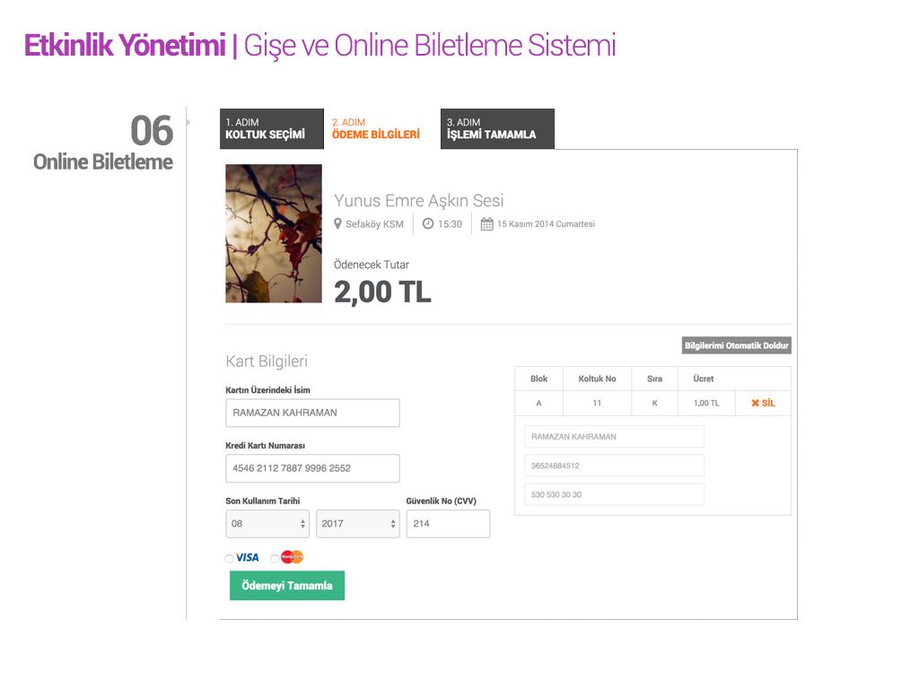Evreka online biletleme ödeme ekranı