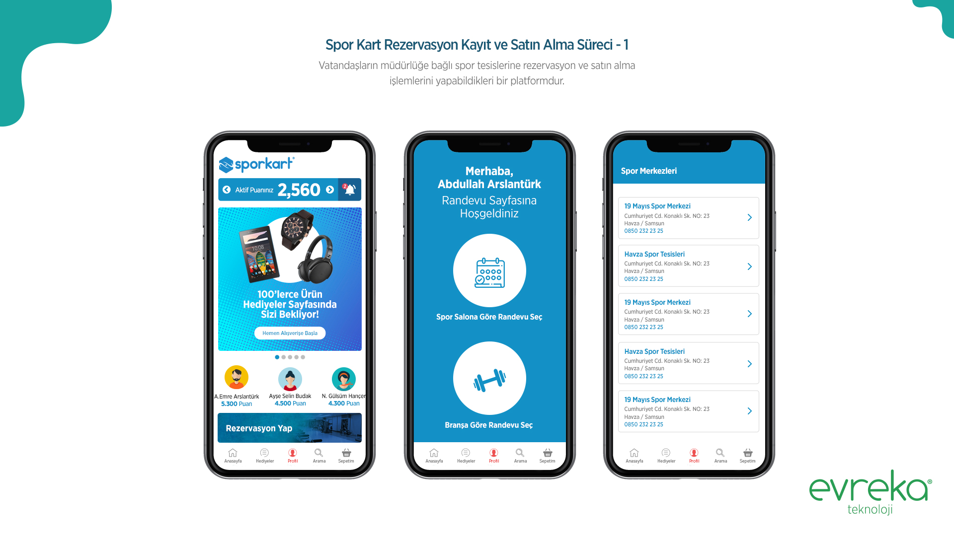 SporKart mobil ekranları